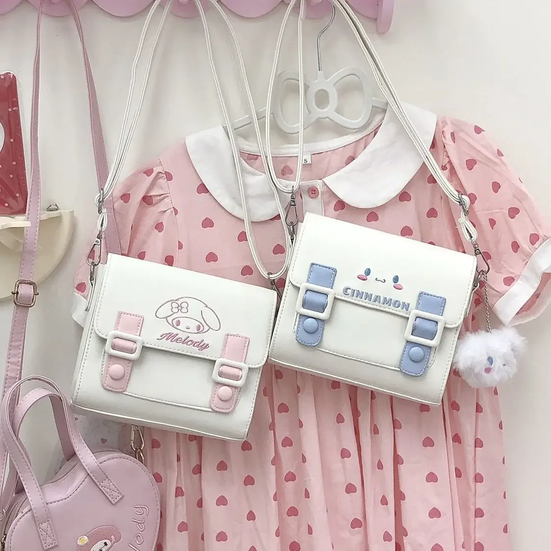 Hello Kitty modne torebki Kuromi Crossbody torby dla kobiet Sanrio dziewczyny torebka Cinnamoroll śliczne boczne torby na ramię etui na klucze