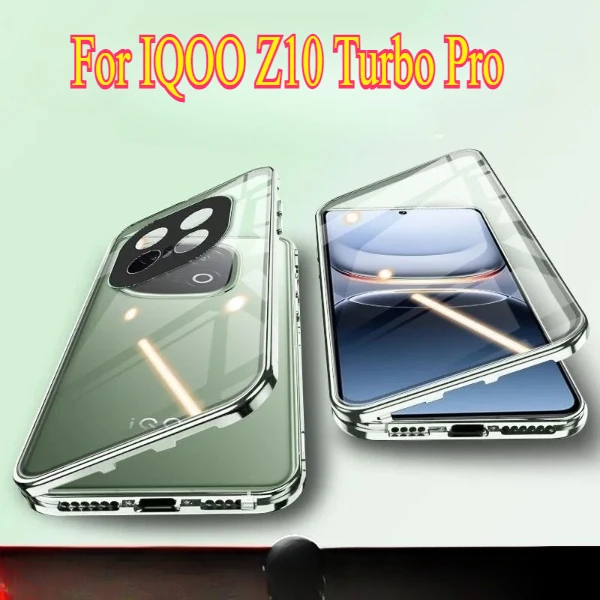 

360 Full Case For VIVO IQOO Z10 Turbo Pro Double Sided Magnetic Adsorption Metal Tempering Glass Protection Cover For Z10turbo+