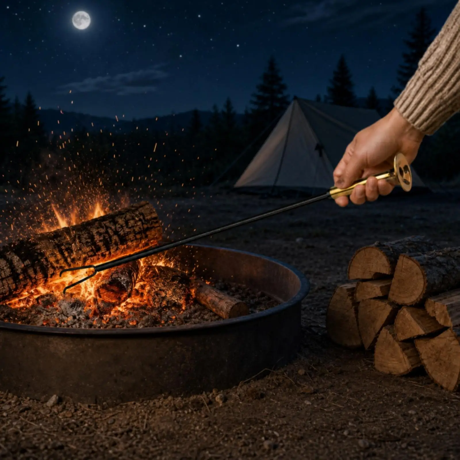 Fireplace Bellows Blower Brass Fire Poker Stoker Long Handle Tool for Wood Burning Fireplace Indoor Outdoor Campfire Use