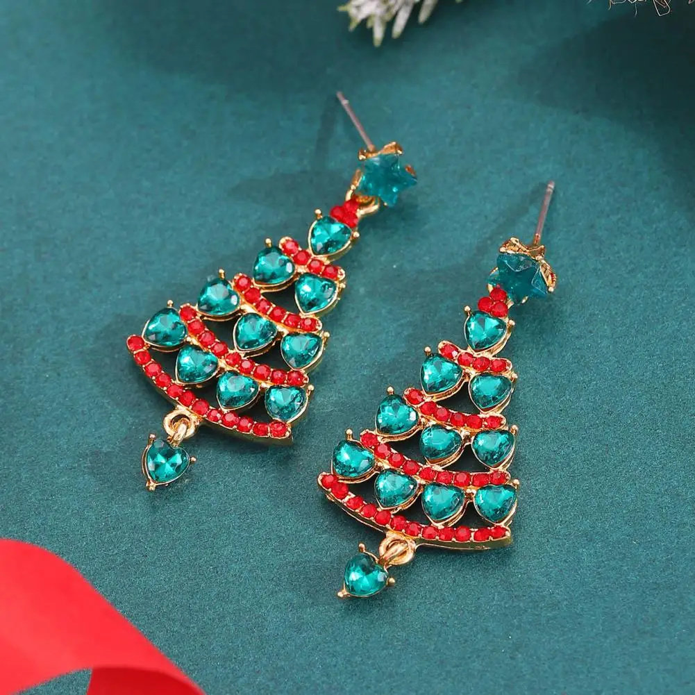 

Holiday Earrings Sparkling Christmas Tree Earrings for Women Festive Cubic Zirconia Dangle Earrings Holiday Party Jewelry New