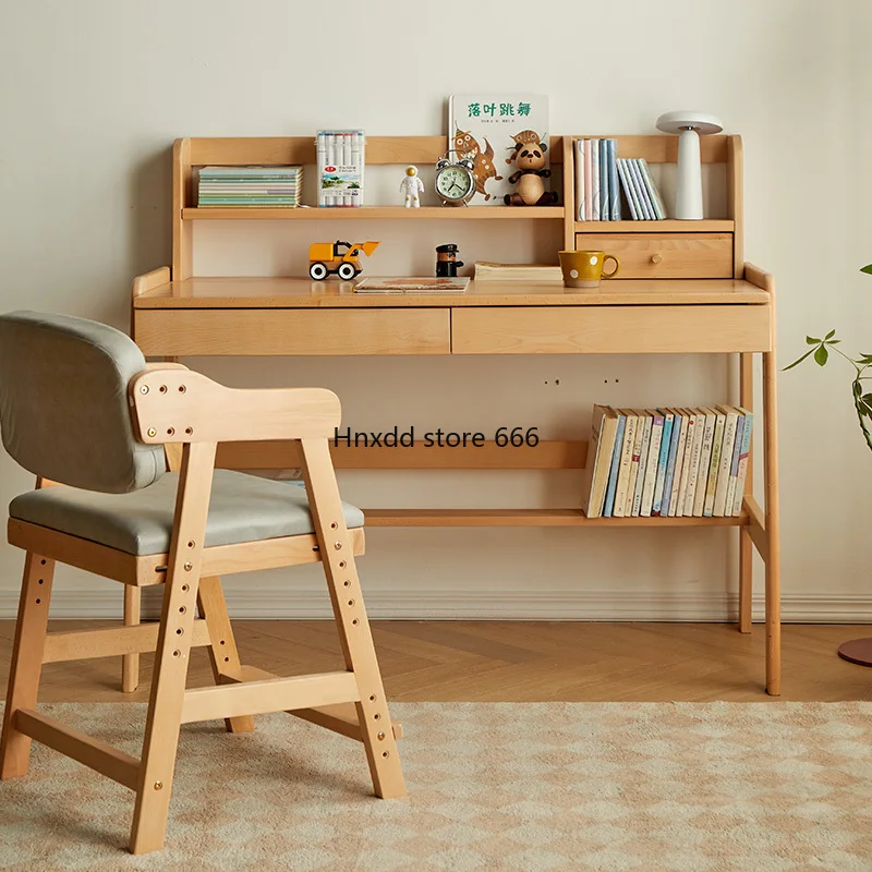 Solid wood study tables and chairs imported beech children's room writing table