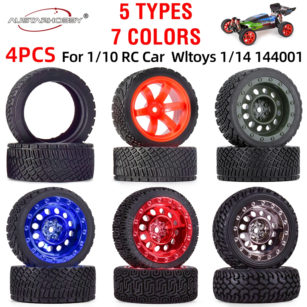 4 PCS 12mm Hex 67mm RC Car Pneus de Borracha Aro da Roda para 1/10 Rolly HPI WR8 HSP 94177 WLtoys 1/14 144001   Carro RC