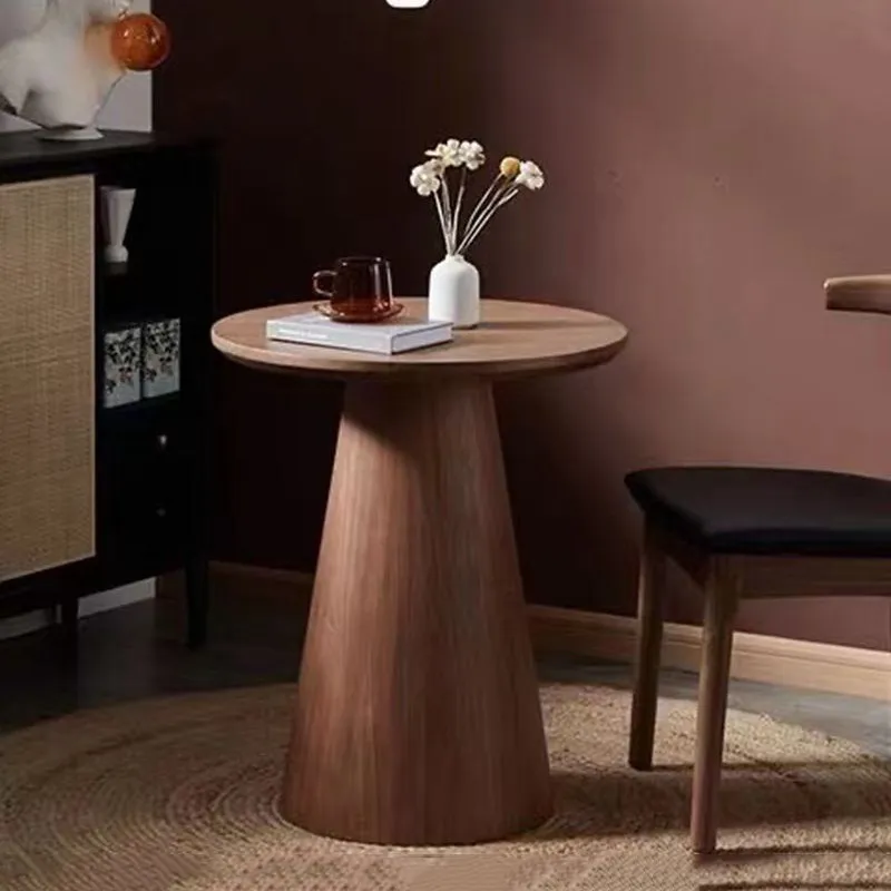 

Nordic Solid Wood Coffee Table Small Round Luxury Home Side Table Minimalist Living Room Tea Table Wabi-Sabi Style End Tables