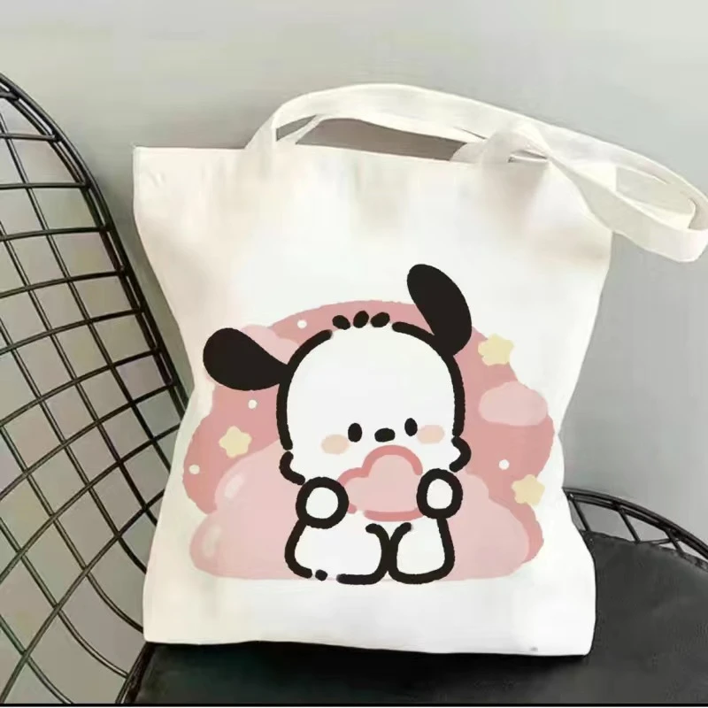 

Pochacco Cartoon Tote Bag Foldable Shopping Bag Canvas Tote Bag Aesthetic Canvas Reusable Fashion Shopping Bag Female Gift