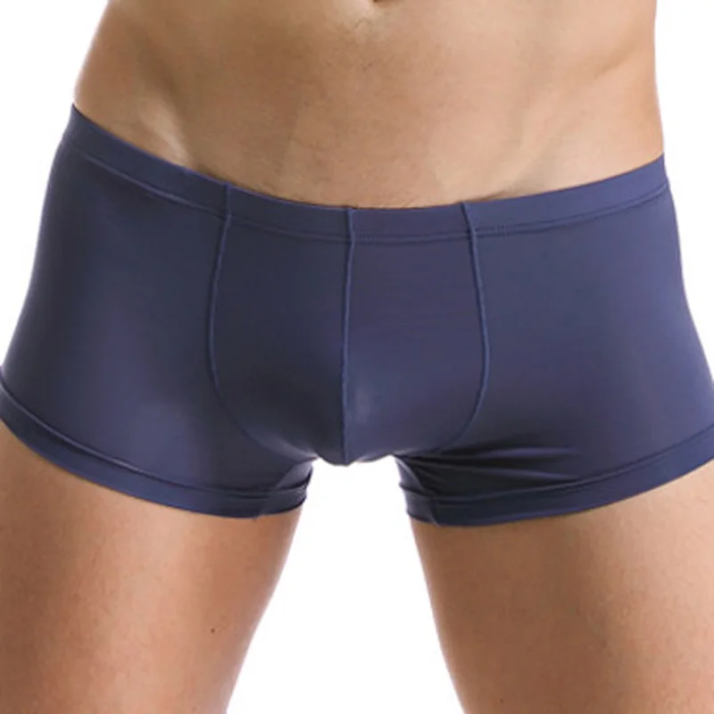 Calzoncillos elásticos transpirables para hombre, ropa interior sólida, ultrafina, suave, Sexy, seda de hielo, natación, cómoda