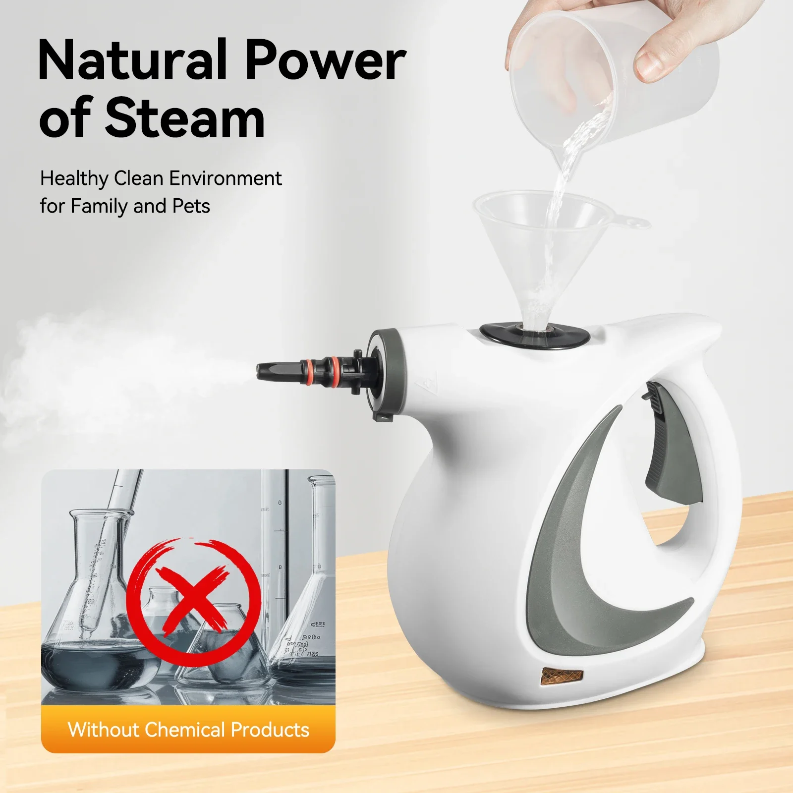 

NEW Pressurized Multi-Surface Steamer, Handheld Steam Cleaner, for Floors, Couches, Tiles & Grout for Kitchen, Bathroom & Car