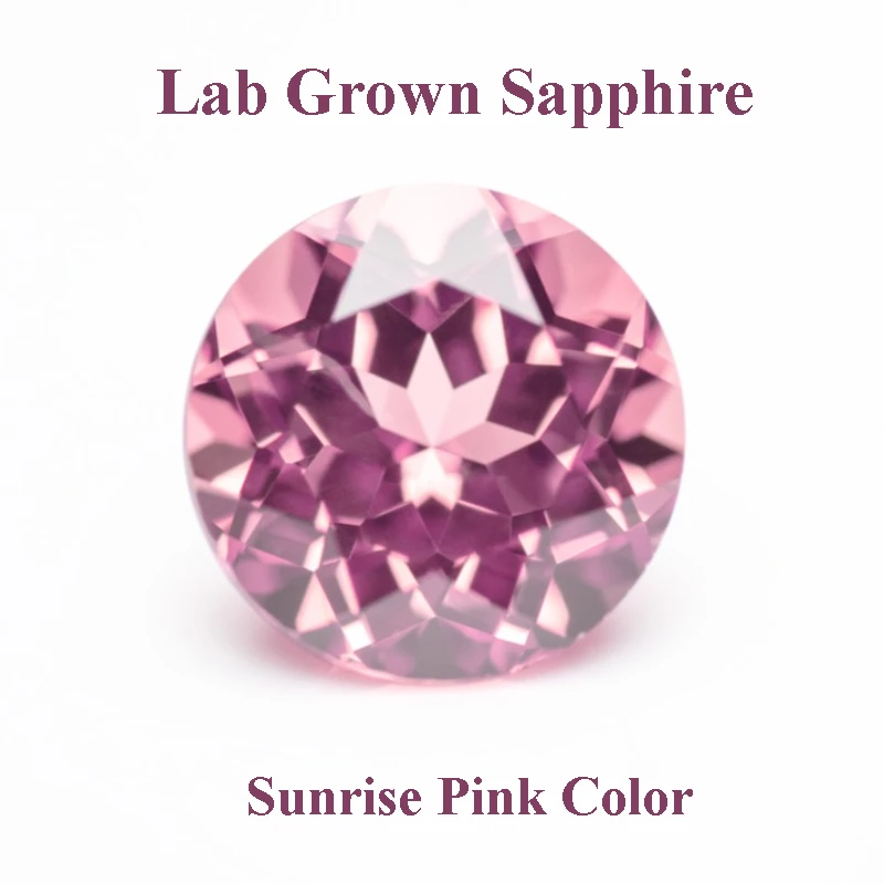 

Lab Grown Sapphire Round Shaped Sunrise Pink Color Gemstone Beads for Charms Diy Jewelry Making Selectable AGL Certificate