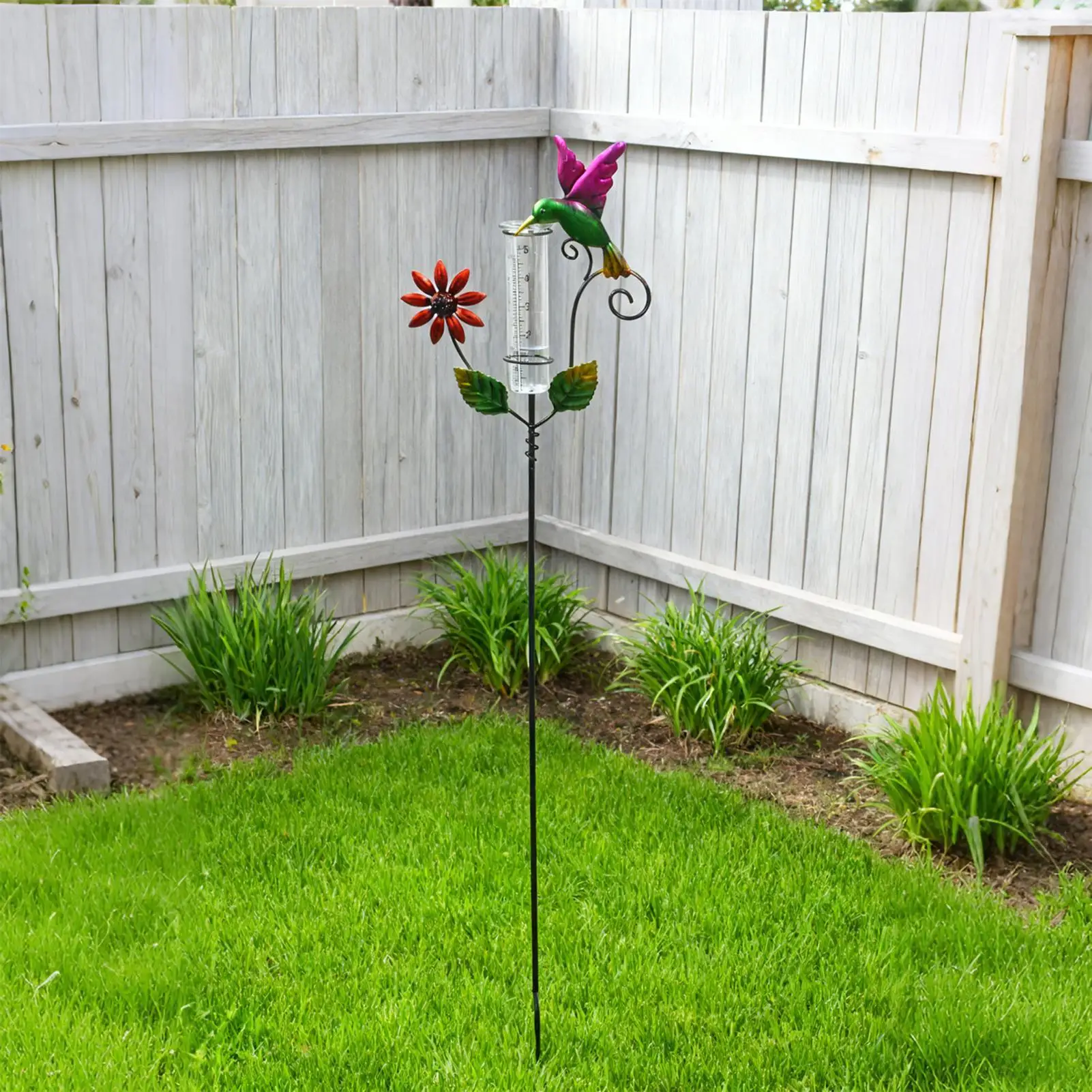 Water Gauge for Rain Weatherproof Decorative Glass Professional Rain Gauge with Stake for Weather Monitoring Gardening Patio