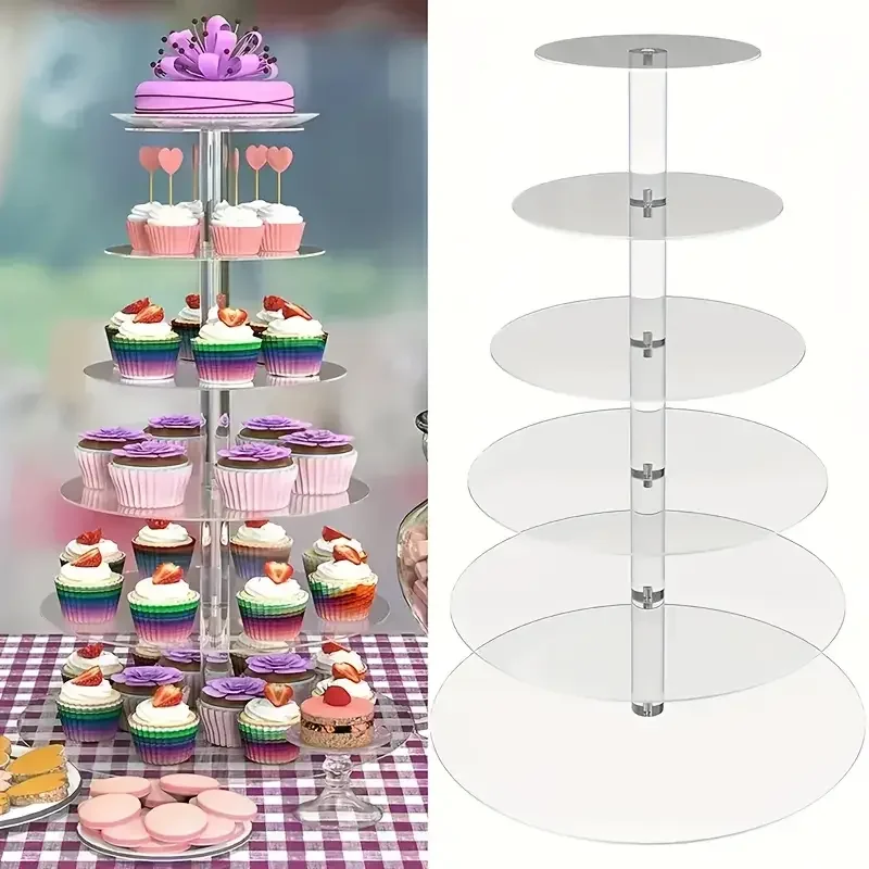 3/4/5 Tier Acrylic Round Cupcake Stand Clear Birthday Cupcake Stand Holder Dessert Display for Wedding Birthday Christmas Party