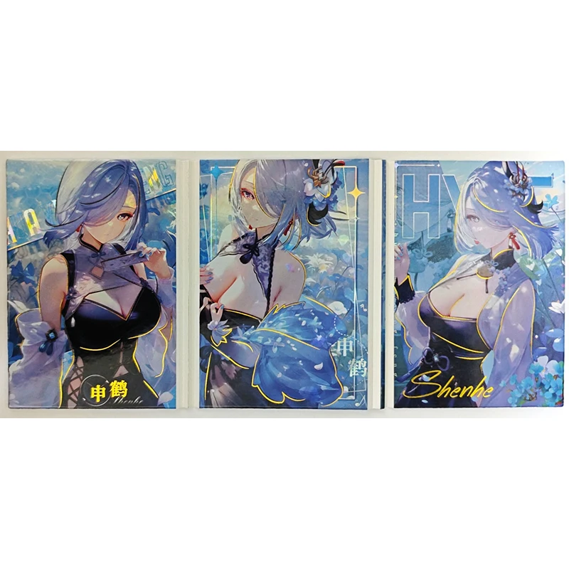 Anime Goddess Story Rem Raiden Shogun Kafka Shenhe Kamisato Ayaka Tri-Fold Book Cards Collectible Cards Christmas Birthday Gifts