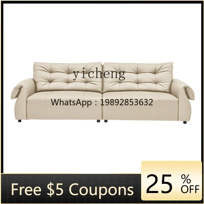 

b2 Light Luxury Large Sitting Deep First Layer Cowhide Living Room New Feather Filled Sofa New Designer High Sense
