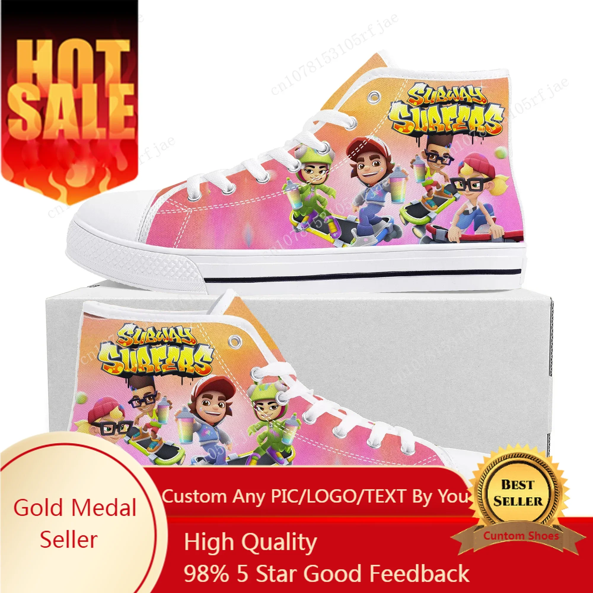 

Anime Cartoon Game Subway Surfers High Top Sneakers Mens Womens Teenager High Quality Canvas Shoes Casual Tailor Made Sneaker