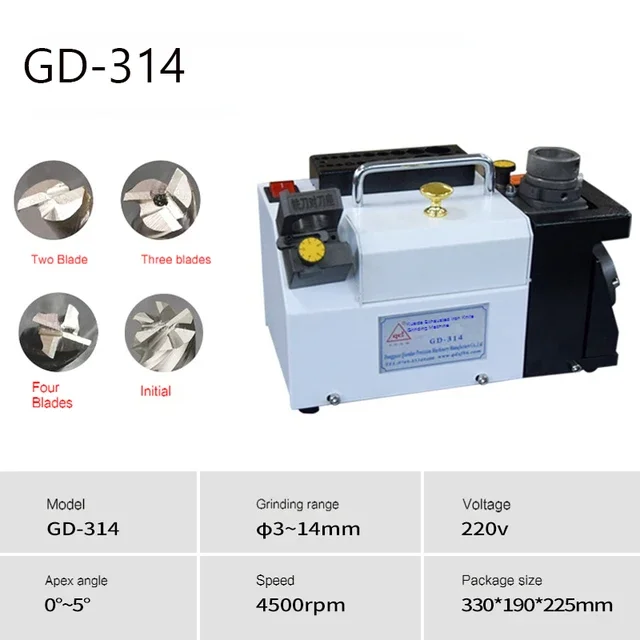 GD-314 Portable Milling Cutter Grinder Carbide Tools 3-14mm Drill Bit Sharpener Milling Cutter Grinding Machine 220V 300W