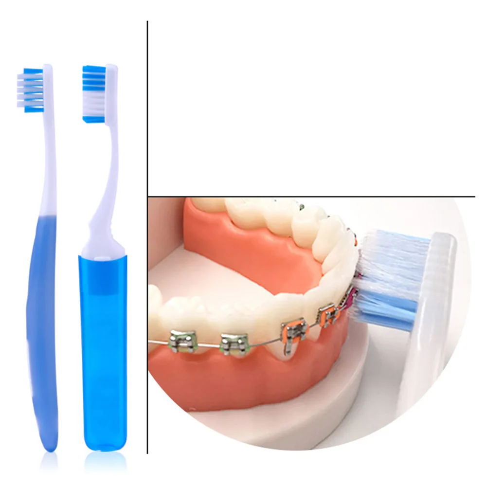 Set di Kit per la cura dentale ortodontico bretelle spazzolino da denti spazzolino interdentale pieghevole per specchio dentale e altro con custodia per il trasporto 8 pezzi