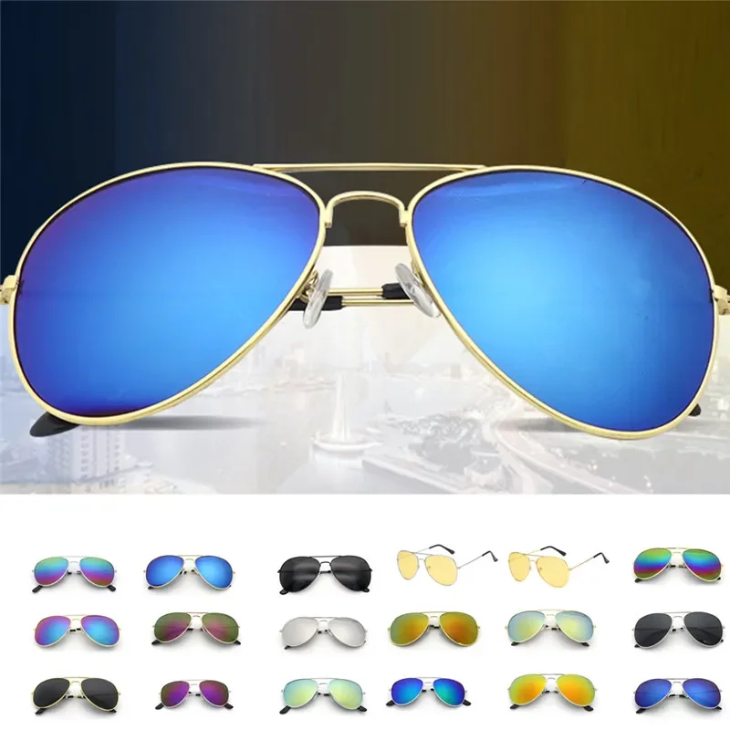 Black Pilot Sunglasses Men Silver Oversized Metal Luxury Brand Eyewear Female Big Shades Driving Glasses Reflective Lens