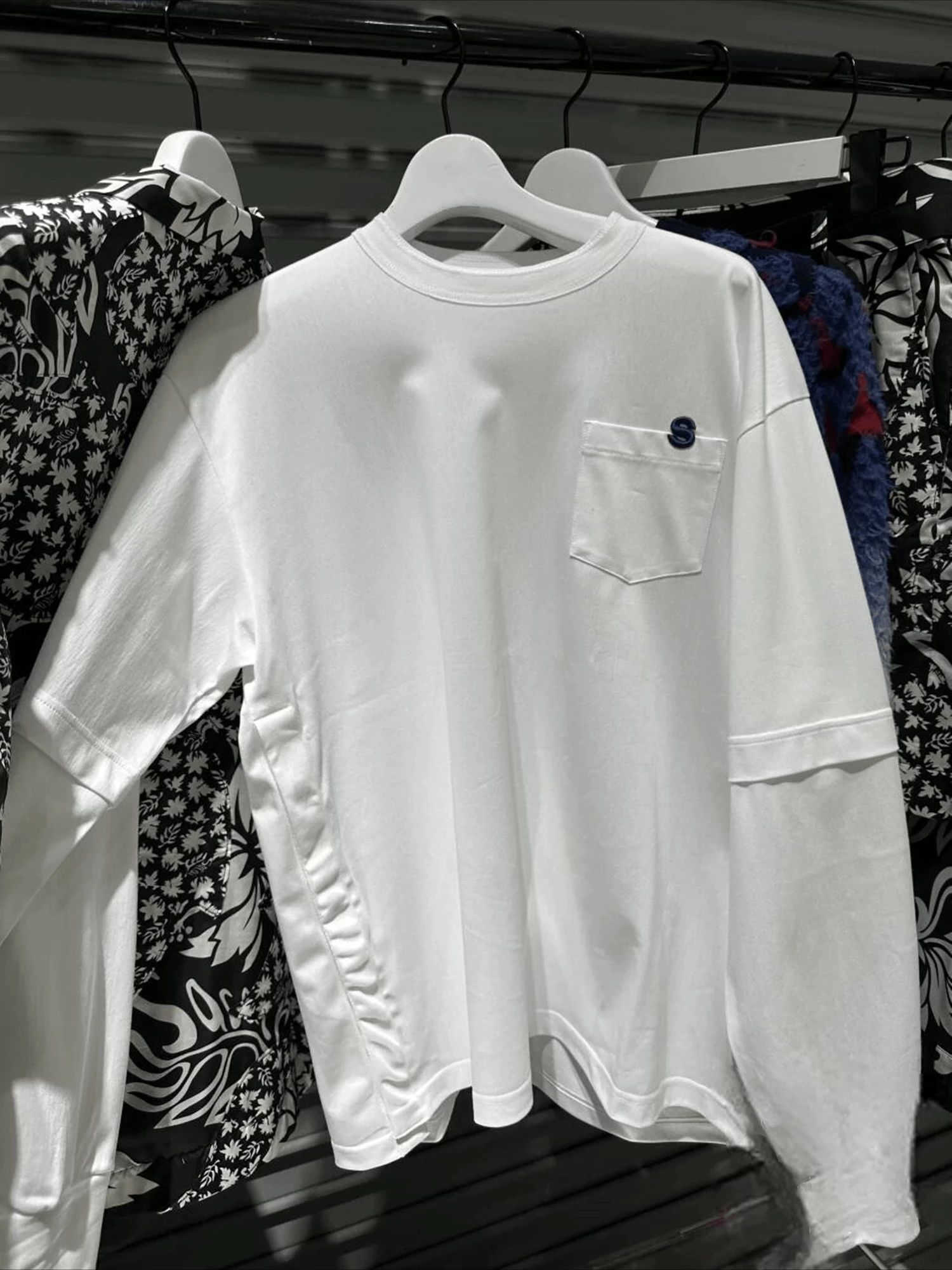 SAC26 letter splicing sleeves long sleeve T-shirt