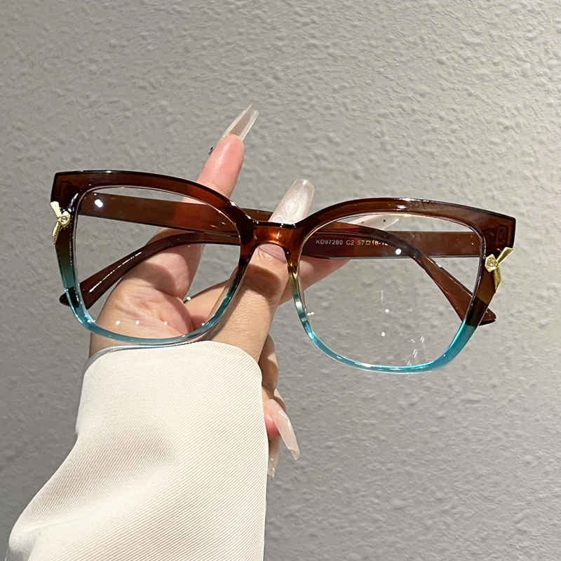 KAMMPT Oversized Glasses with Rhinestones Women 2026 Fashion Multi-color Optical Frames Trendy Brand Design Casual Decor Eyewear