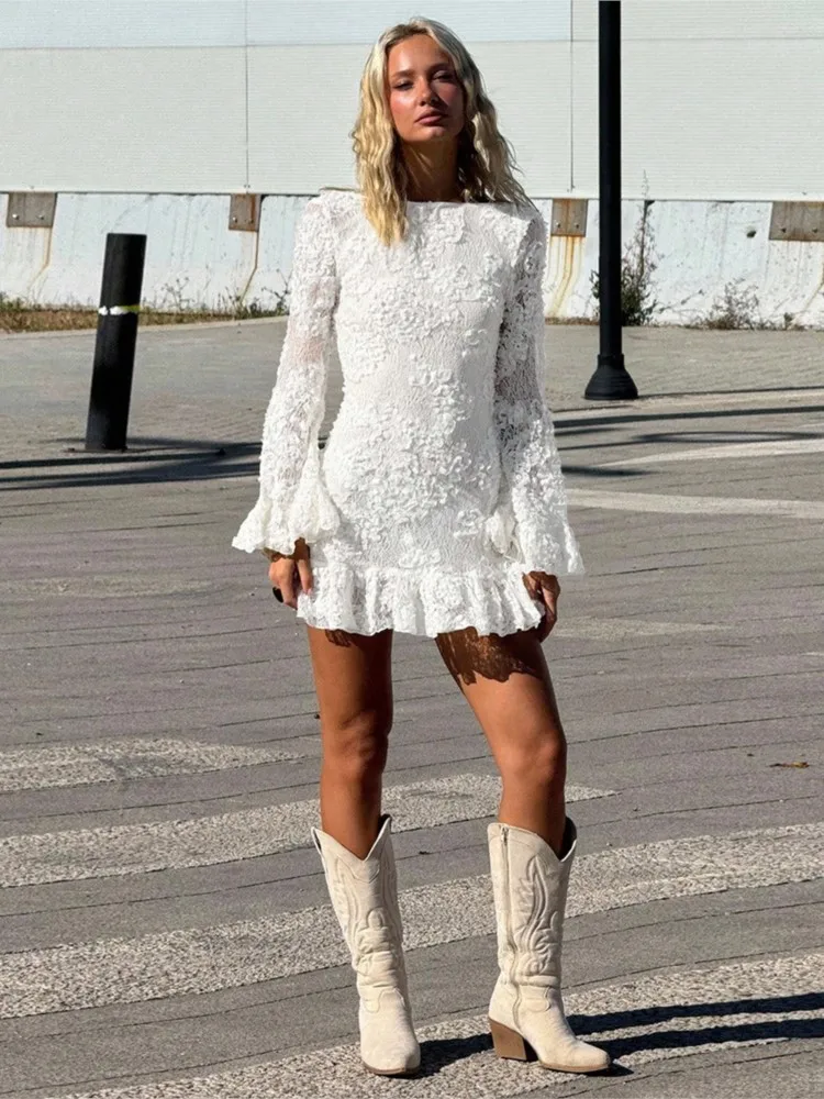 

Dresses 2025 Woman New Autumn Sexy Slim Backless Dress Solid Color Simple Style Vestidos Temperament Vacation Trendy Pleated