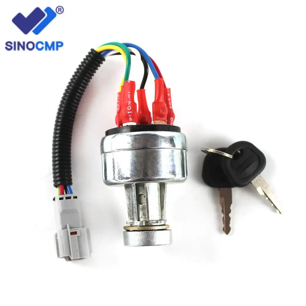 SINOCMP Key Starter Ignition Switch 21N4-10400 21N4-10430 For Hyundai R150-7 R210-7 R215-7 R220-7 Excavator Aftermarket parts