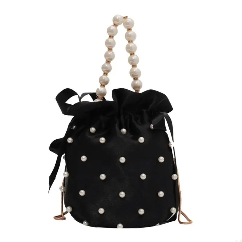 

D0UD Fashion Luxury Handbags for Women Girls Small Pearl Imitation Bucket Bag Chain Shoulder Bag Shopping Tote Crossbody Bags