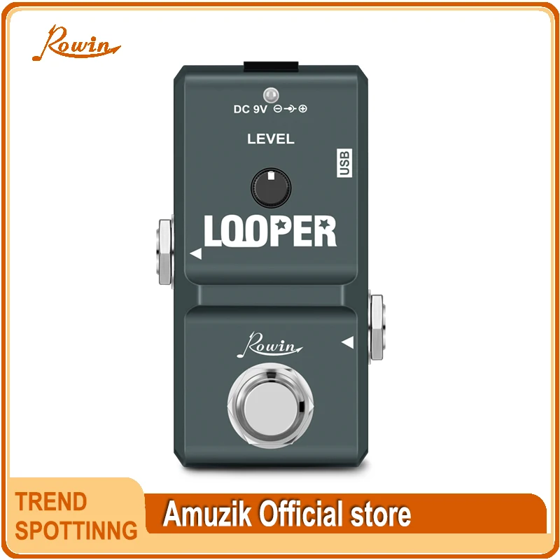 Rowin-Electric Guitar Effect Loop Pedal, 10 Minutes of Looping, Unlimited Overdubs, USB Port, True Bypass, 48K Looper