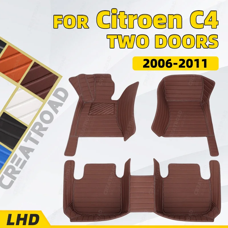 Custom Car Floor Mats For Citroen C4 (Two Doors) 2006 2007 2008 2009 2010 2011 Auto Foot Pads Automobile interior accessories