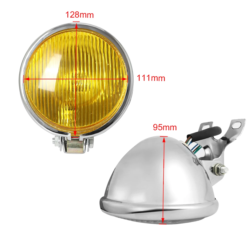 Universal Retro Motorcycle Headlight Front Round Lamp Headlamp with Holder Electroplate For Cafe Racer Custom Bobber Chopper