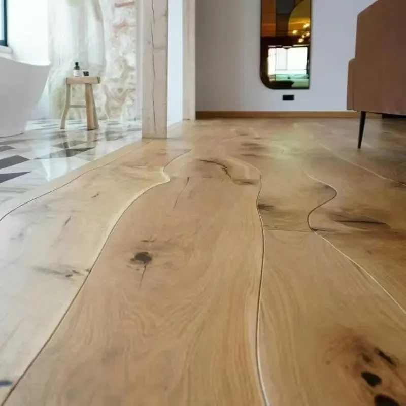 Asymmetric Curved Wooden Flooring Durable Art Parquet Irregular European Oak Multi-layer Hardwood Engineered Wood Boards
