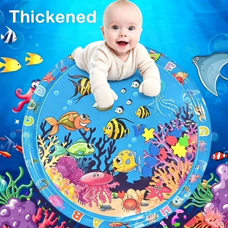 Square Circle Inflatable Baby Water Play Mat Infant Toddler Kid Tummy Time Water Pad Cushion Early Educate Develop Activity Gift view 3