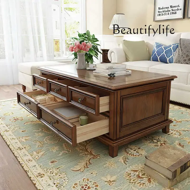 

X40 Solid Wood Coffee Table TV Cabinet Combination Walnut Ash Wood Living Room Coffee Table Furniture