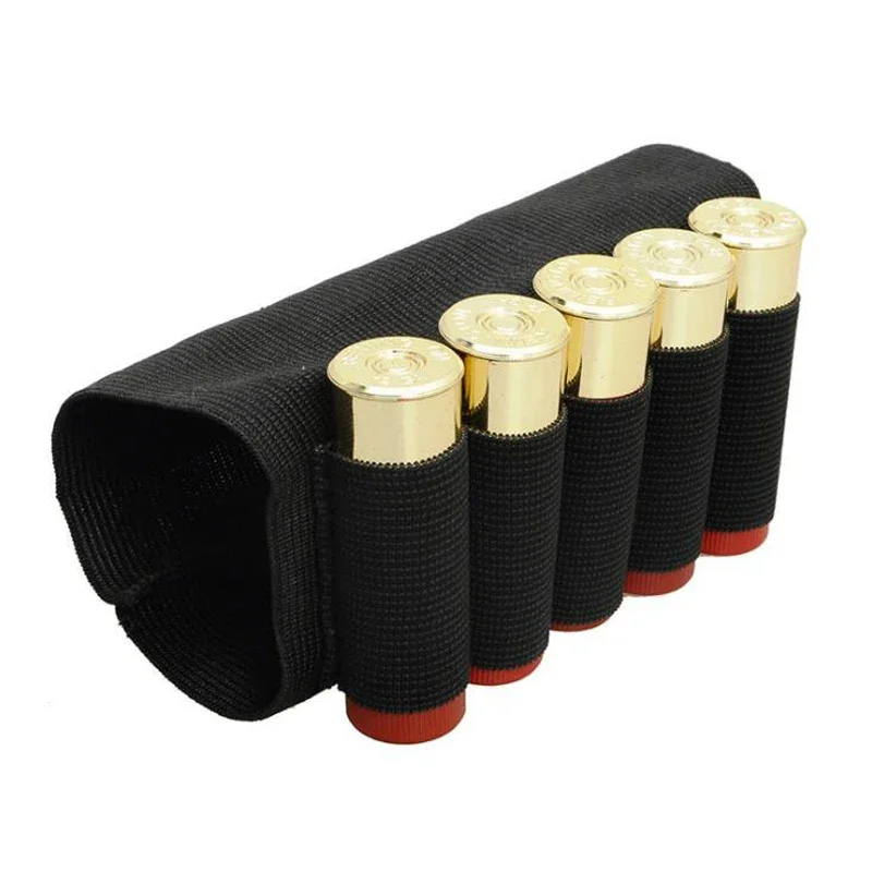 5 Rounds 12 GA Shell Holder Tactical Ammo Cartridge Rifle Bullet Carrier Buttstock Magazine Pouch Airsoft Accessories