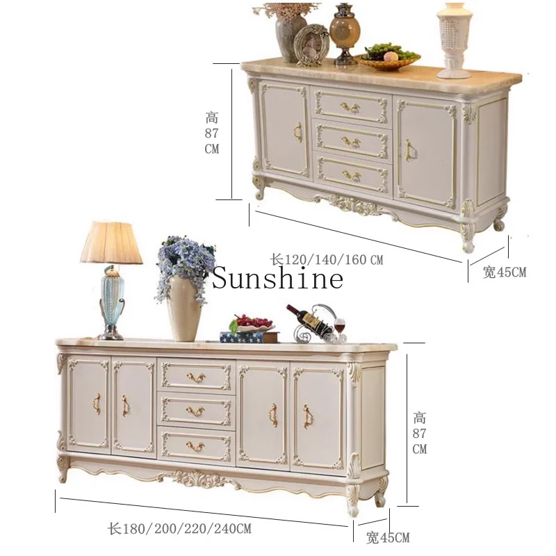 European solid wood household storage porch cabinet light luxury wall marble storage cabinet