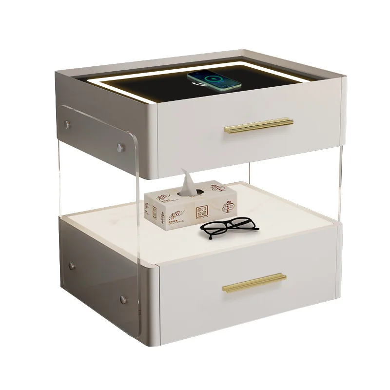 

Bedroom Furniture Multifunctional Simple Smart Bluetooth Speaker Wireless Charging Bedside Table with Light