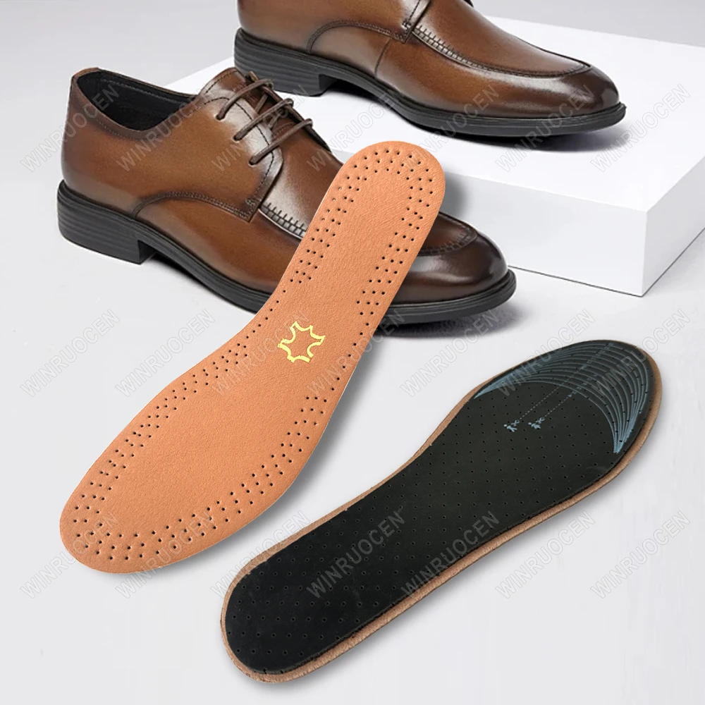 Ultra-thin Leather Insoles Breathable For Men Business Shoes Ultra Deodorant Shoes Insole Pads Inserts Absorb Sweat Inner Soles
