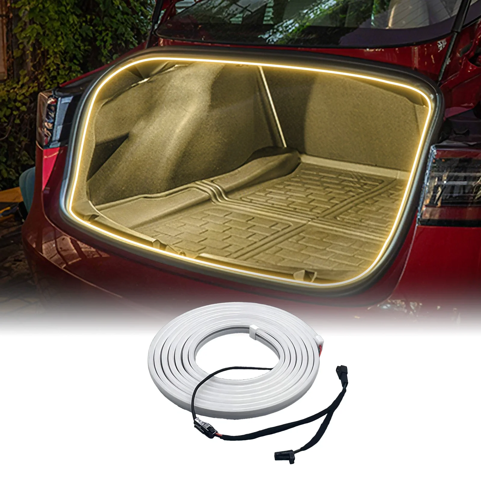 HOMEFISH 5m LED Car Trunk Lighting Strip Cigar Magnetic Induction For Tesla Model Y Electric Vehicle Modified Decorative Light