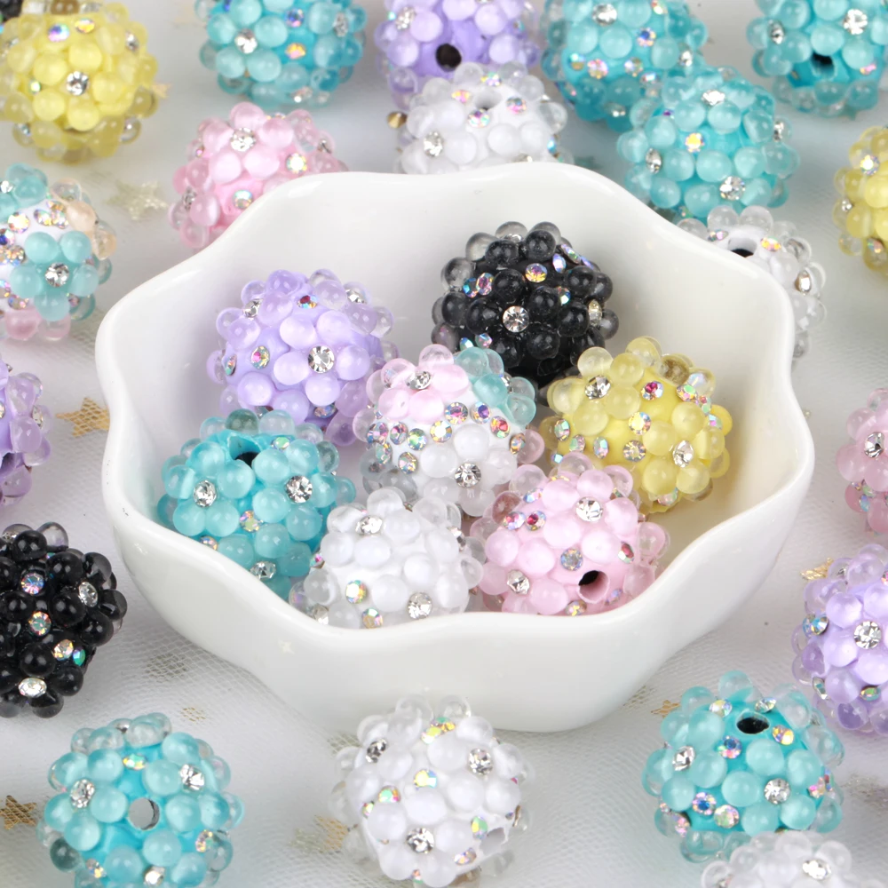 20mm 1/3/5pcs 3D Flower Ball Rhinestone Focal Acrylic Spacer Beads For Jewelry Making DIY Necklace Bracelet Earrings Keychain