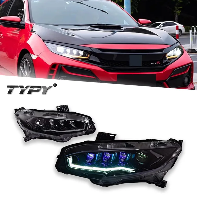 

For Honda 10th Civic Headlight Assembly Modified Paris Light LED Daytime Running Lights Star Diamond LED Lens 2016-2021