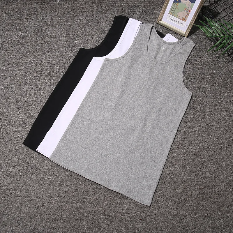 2024 Summer Men\'s Thickened Thick Thread Tank Top Men Sports Tank Top Hip Hop Slim Fit Cotton Tank Top Bottom