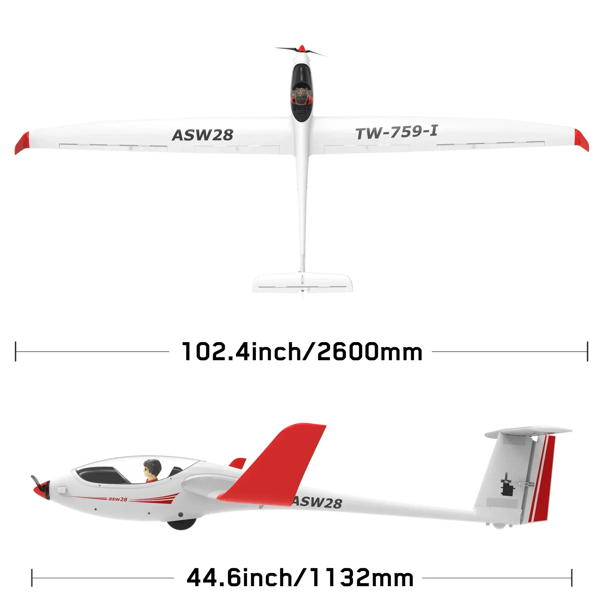 Oranz-Planador Remoto Controlado, Asa Fixa Modelo Aeronaves, Presente Toy, 6 Canais, 2.6 m, 759