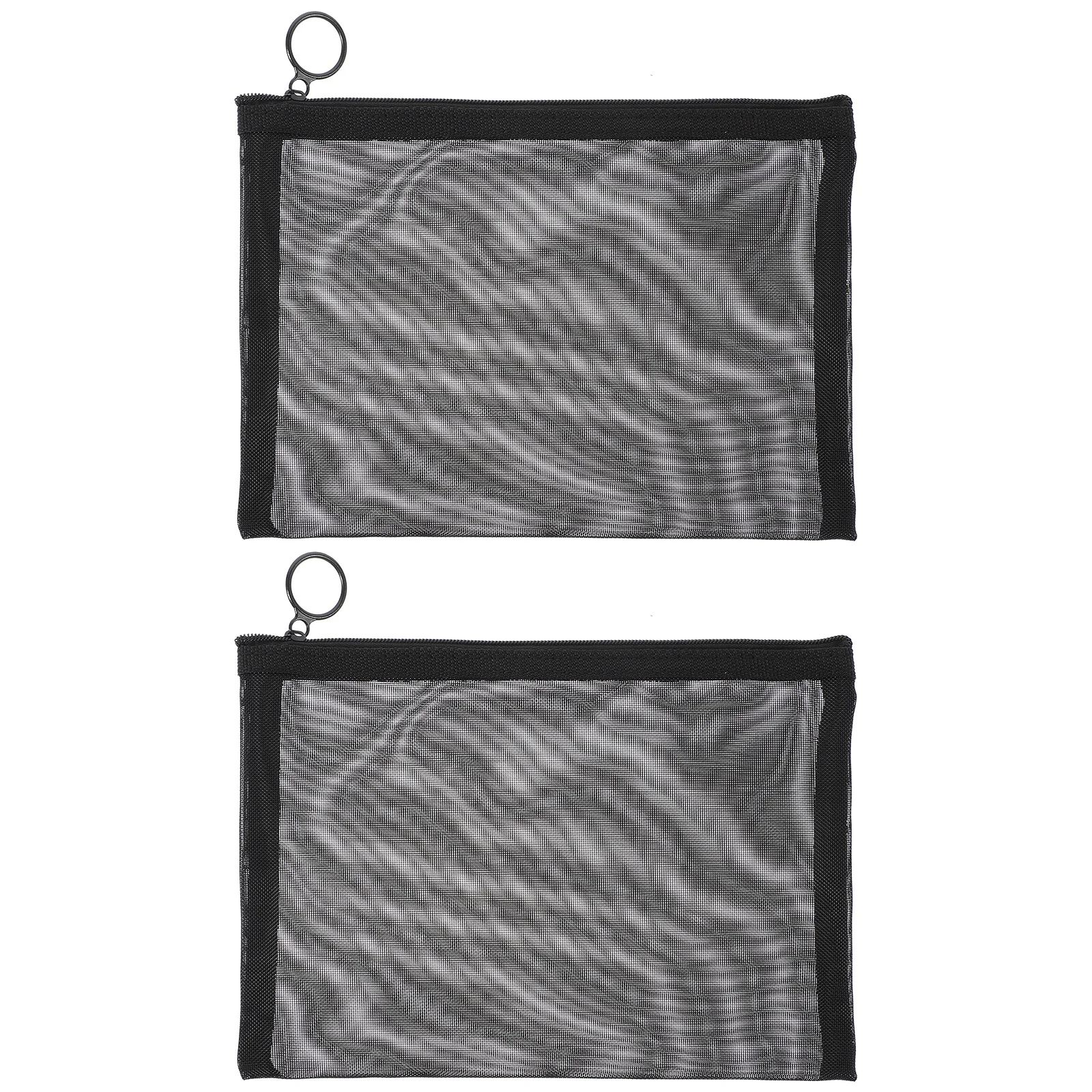 

2Pcs Black Multifunctional Mesh Makeup Bags Portable Travel Toiletry Organizer Pouch High Capacity Storage