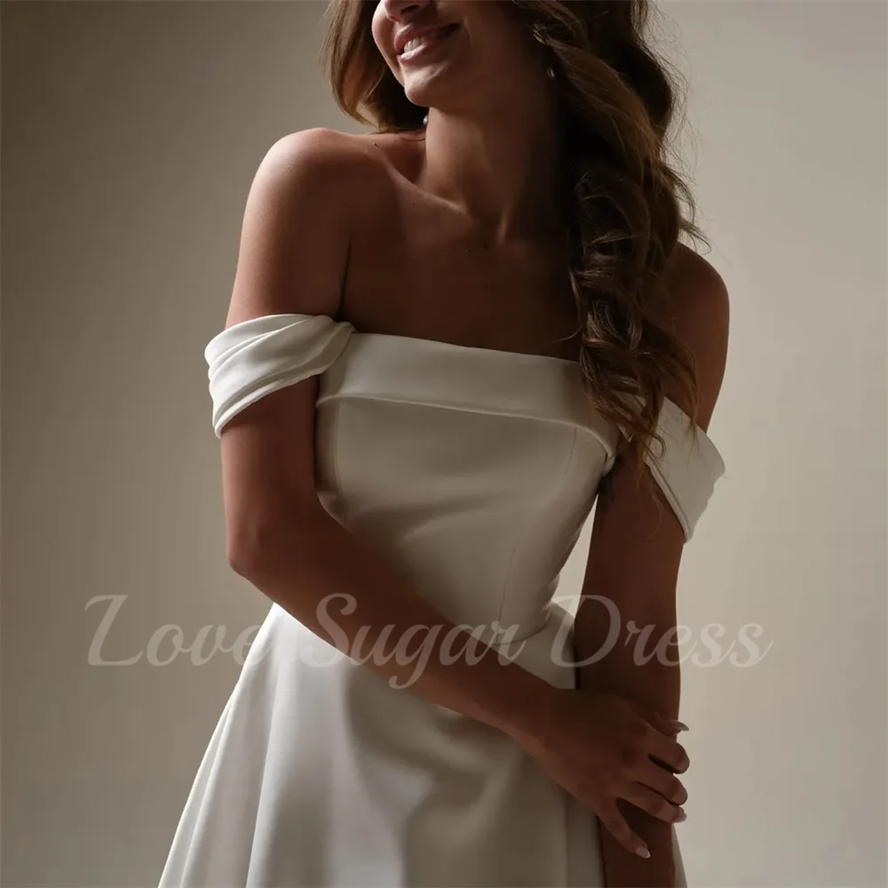 Elegante Cetim A Linha Vestido De Noiva Simples Strapless Vestidos De Noiva Para Casamento Longo Plissado Vestidos De Noiva Customsized Plus