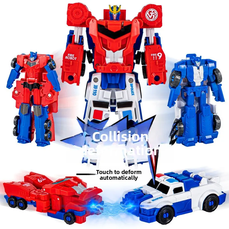 Silver Winged Flying Dragon Toy Magical Unicorn Transformation Bouncing Car Magnetic Deformation Robot Action Figure for Boys