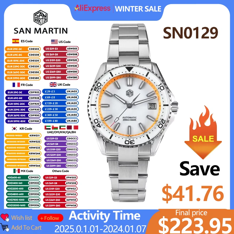 2025 New San Martin 39mm Dive Watch Enamel Dial Full Luminous NH35 Automatic Mechanical Men Watch Waterproof 200m SN0129