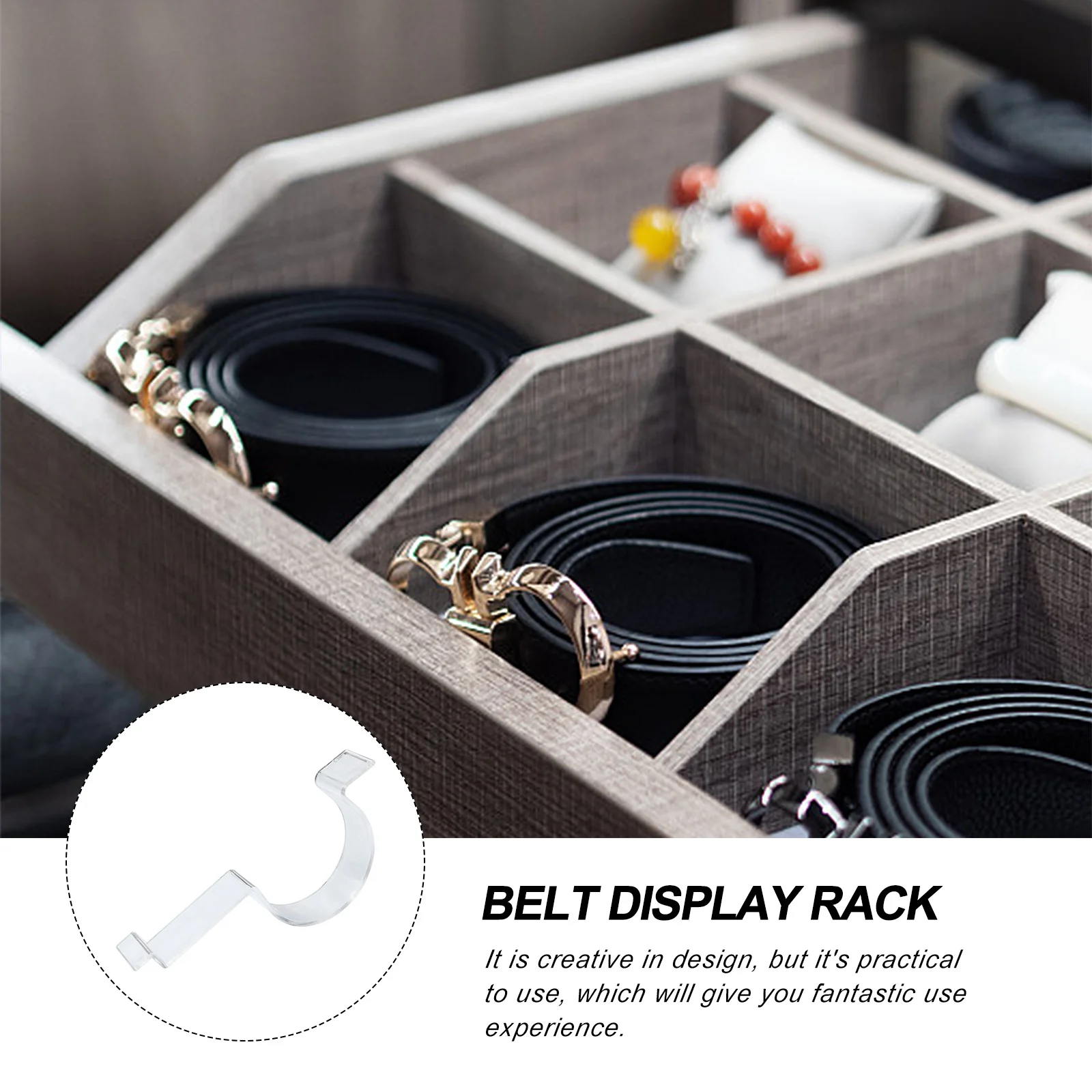 

4Pcs Creative Acrylic Belt Display Stand Transparent Rack for Home Shop Supermarket Organization Belt Display Shelf