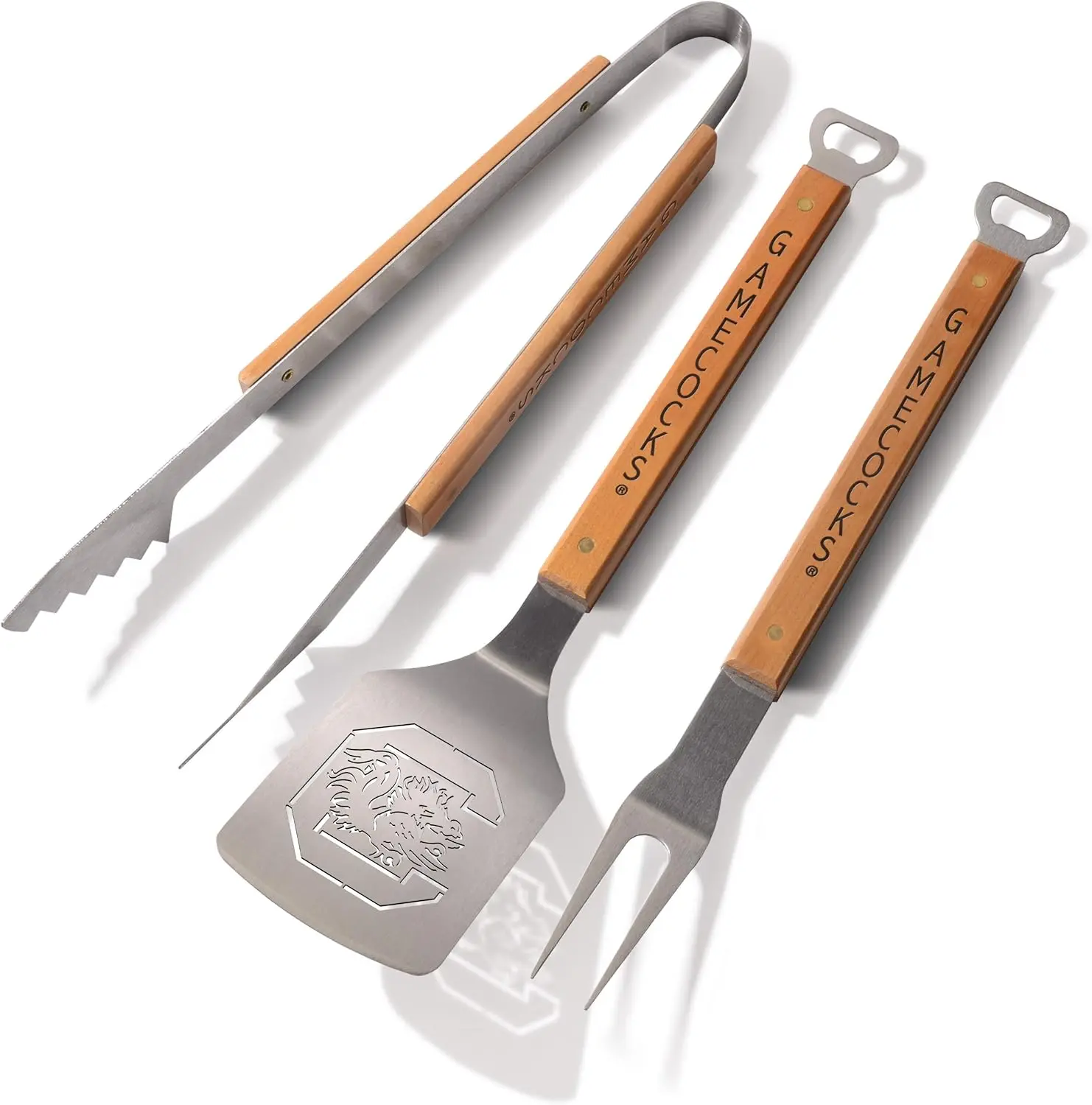 

Classic NCAA 3-Piece BBQ Set with Laser-Cut Design and Bottle Opener