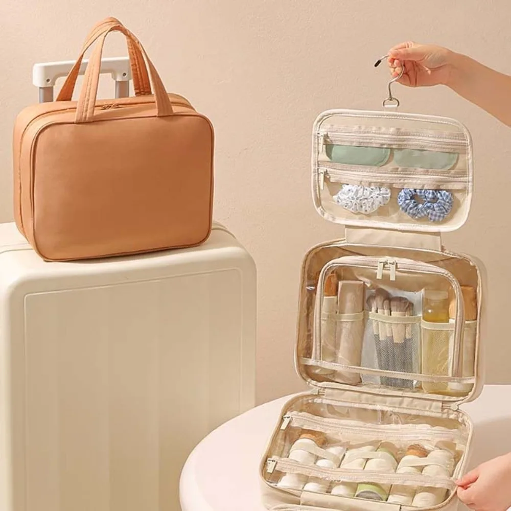 Waterproof Toiletry Organizer Multi-functional Foldable Makeup Pouch Large Capacity Durable Compact Case Bag Hotel Stay