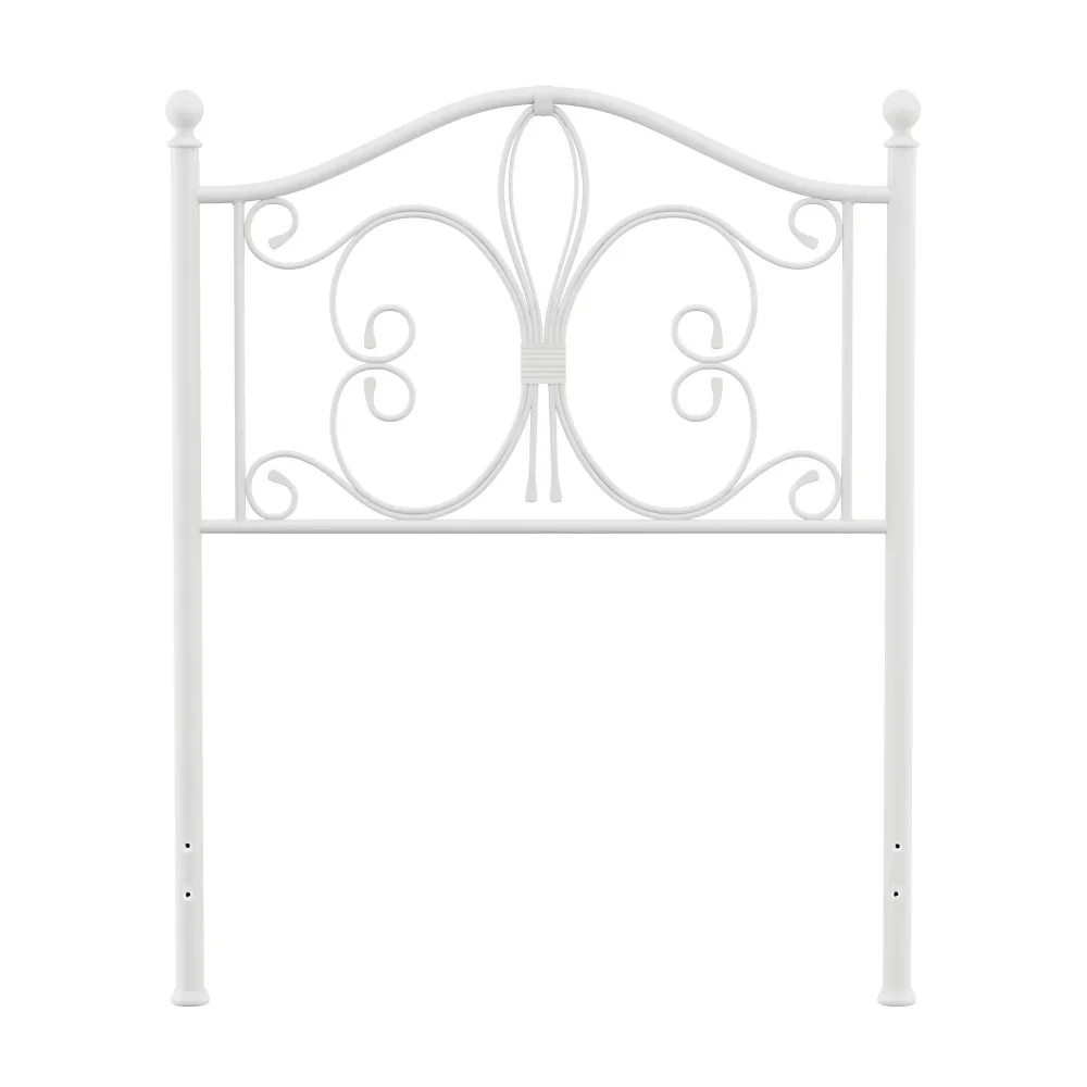 Hillsdale Furniture Ruby Textured White Metal Scroll Twin Headboard