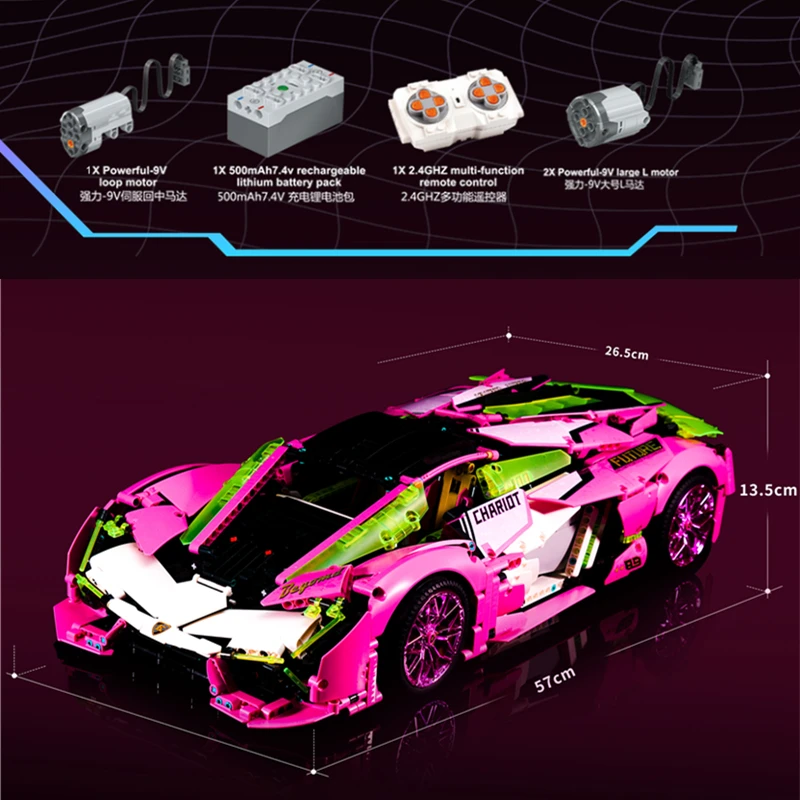 

High-Tech 10246 3358Pcs RC APP Control Cyberpunk Super Racing Car Model Building Blocks Bricks Kids Birthday Toys Christmas Gift