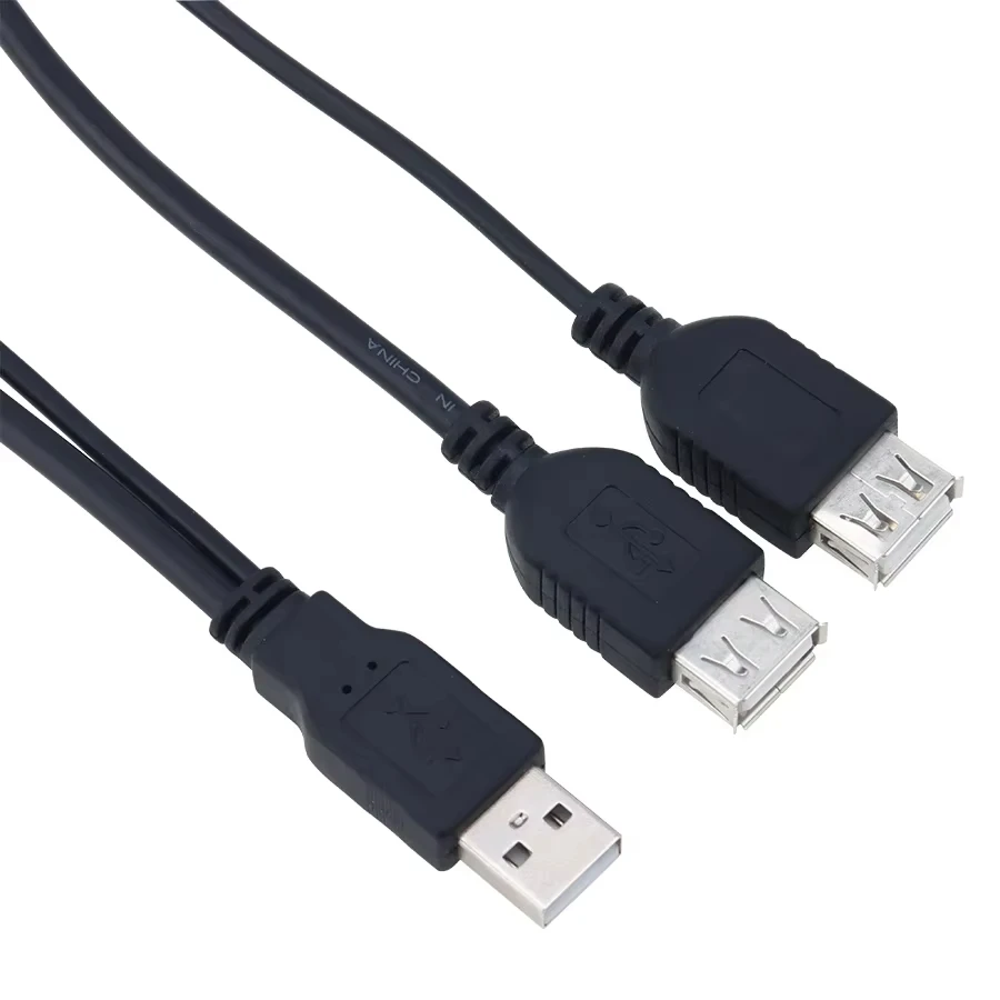 100pcs Black USB 2.0 A Male to 2 Dual USB Female Y Splitter Extension Cable Power Adapter Cord For Notebook PC