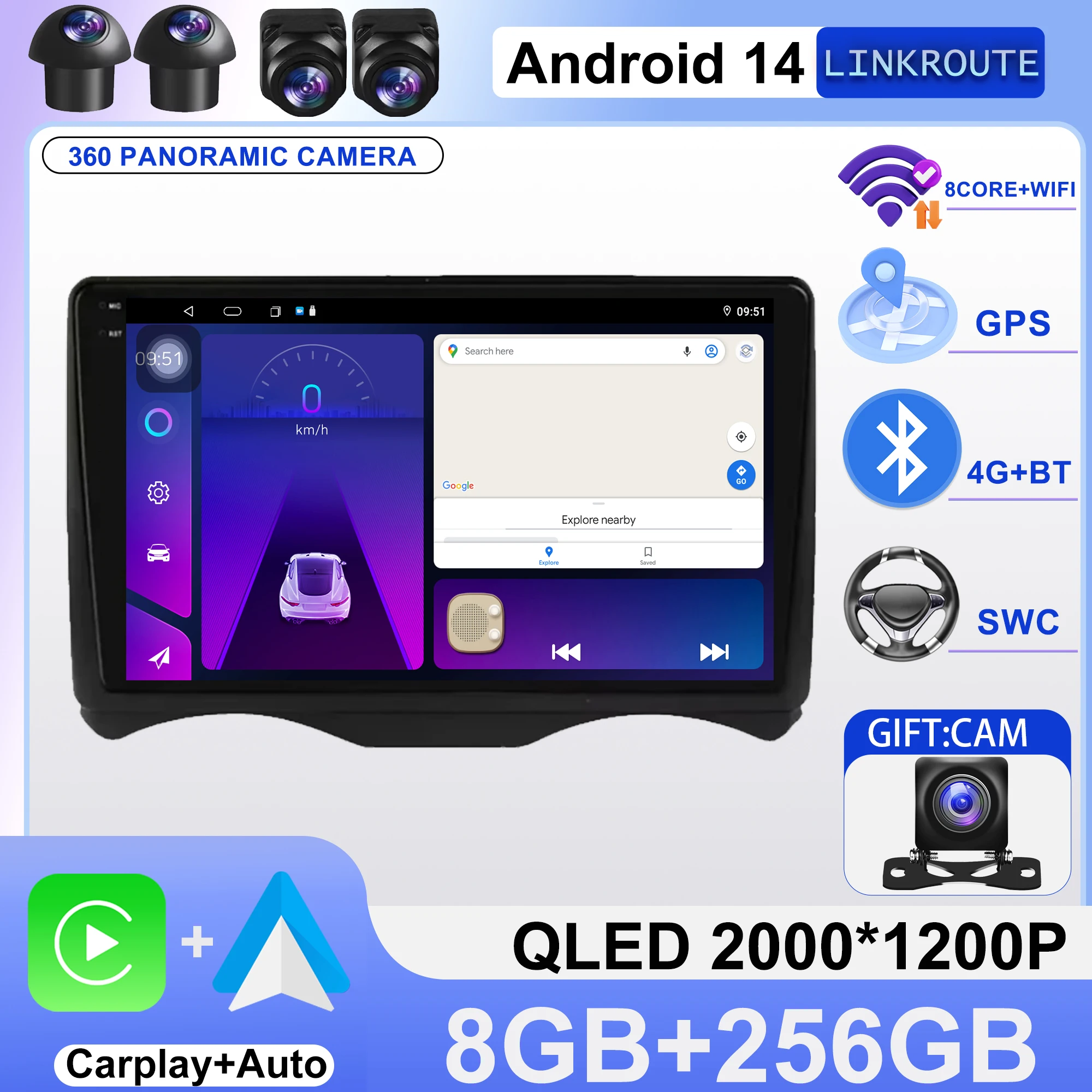 

Car Android 14 Carplay For Citroen C2 2002 - 2006 Citroen C3 Auto Radio Stereo Multimedia Video Player Navigation No 2din DVD BT